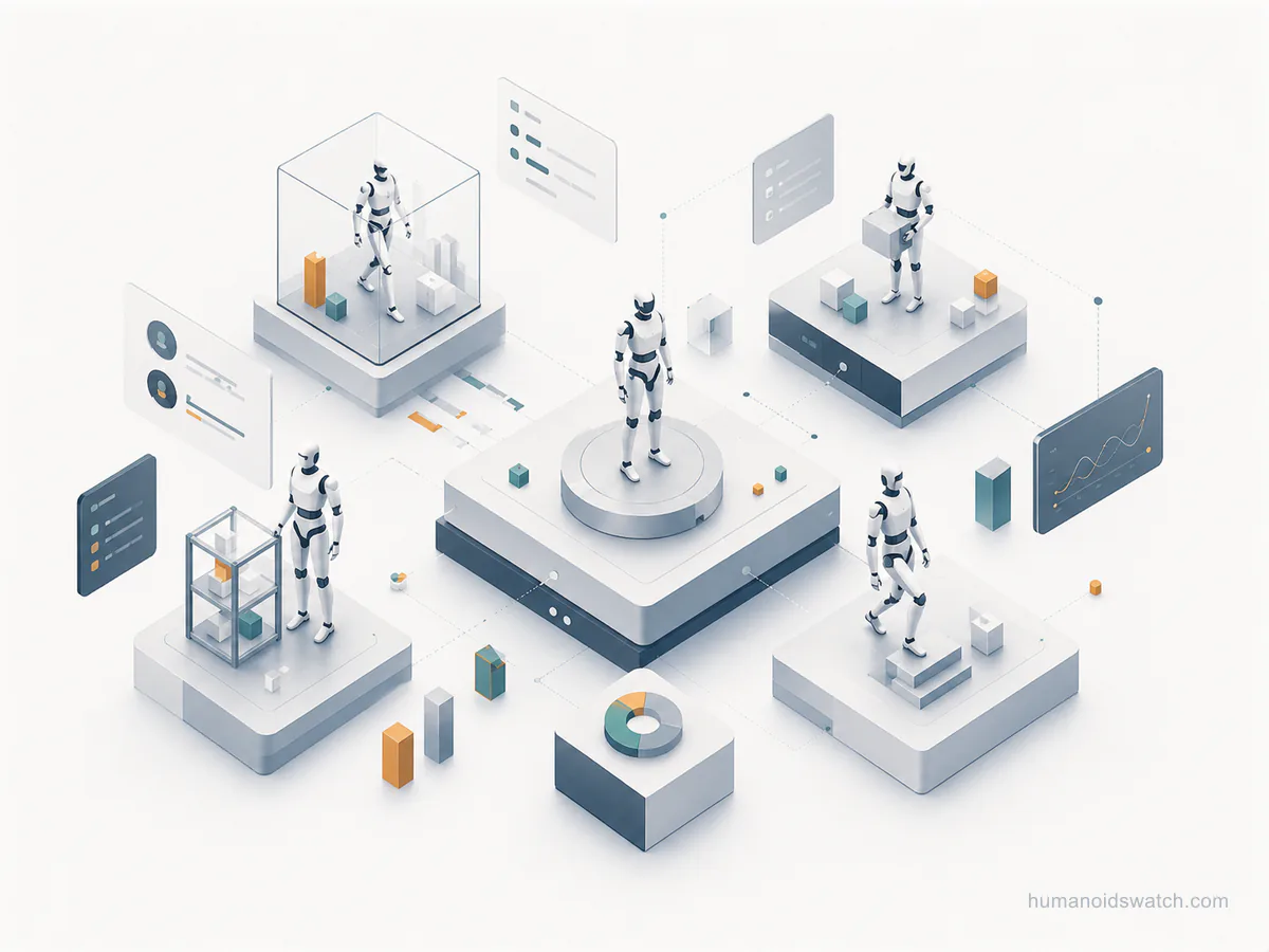 Illustration of humanoid robot evidence review and market signals