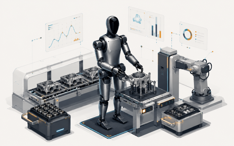 Stylized illustration of Figure 02 humanoid robot