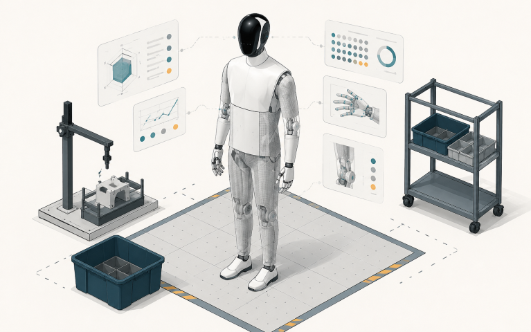 Stylized illustration of Humanoid HMND 01 humanoid robot